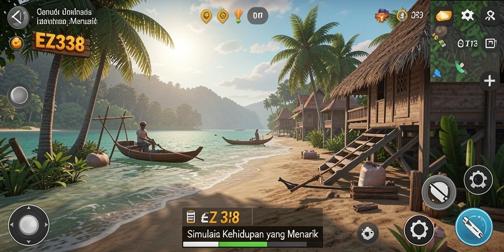Screenshot gameplay EZ338 menampilkan aktivitas simulasi yang menarik.