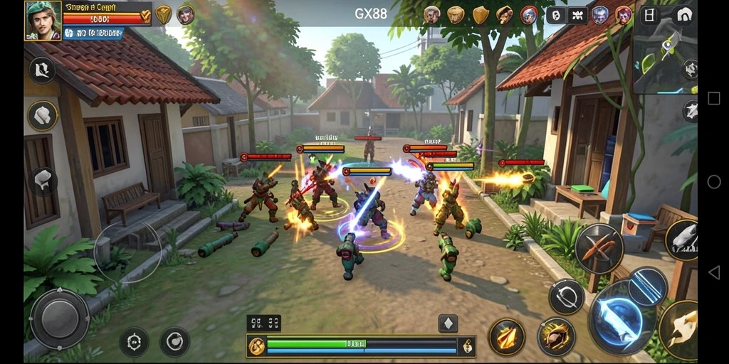 Tampilan gameplay GX88 menunjukkan pertempuran strategis yang mendebarkan.