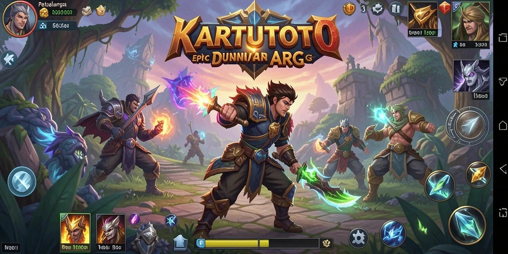 Screenshot KARTUTOTO menampilkan aksi pertempuran yang seru.