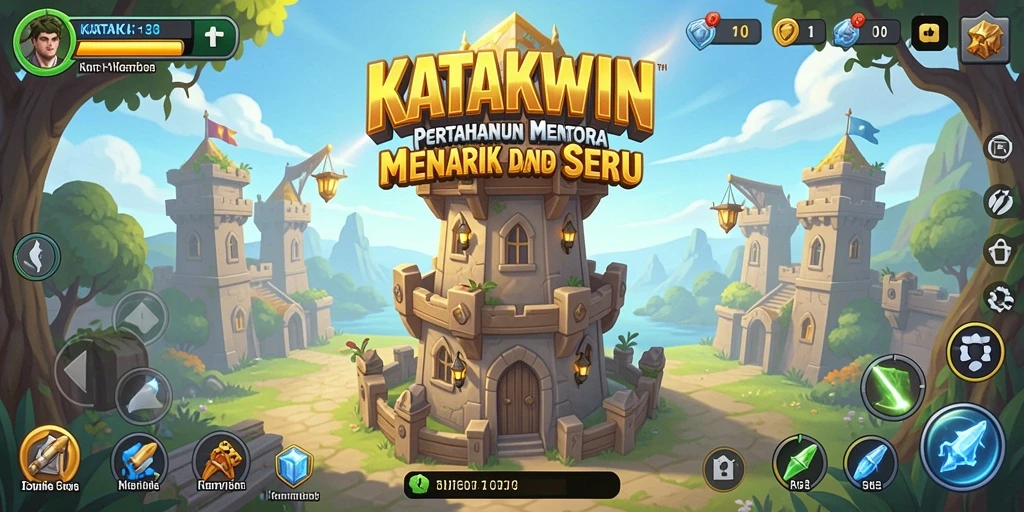 Tampilan gameplay KATAKWIN dengan strategi Tower Defense yang mendebarkan.