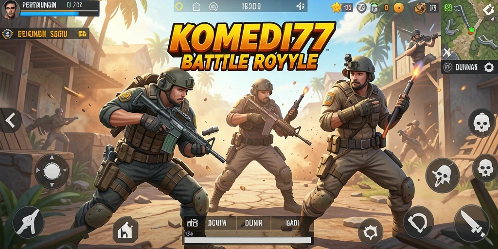 Screenshot menampilkan aksi intens dalam pertempuran Battle Royale.