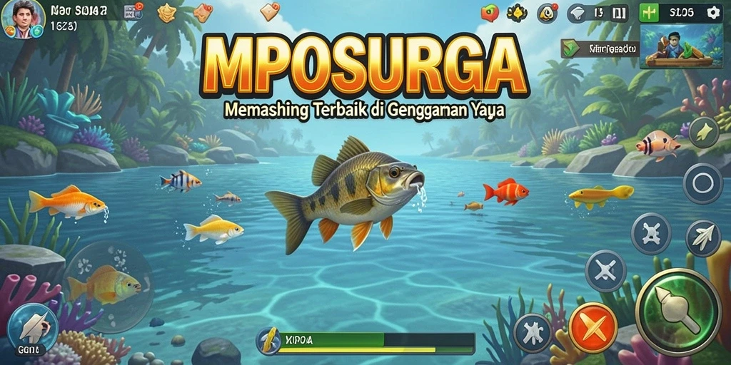 Tampilan gameplay MPOSURGA yang menakjubkan saat memancing.