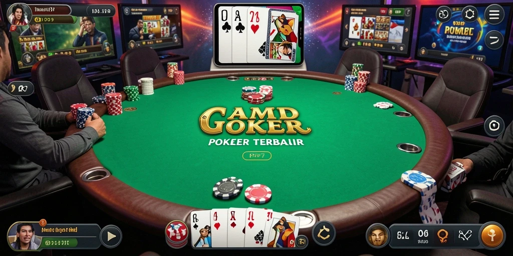 Tampilan gameplay poker yang menarik dan penuh aksi.
