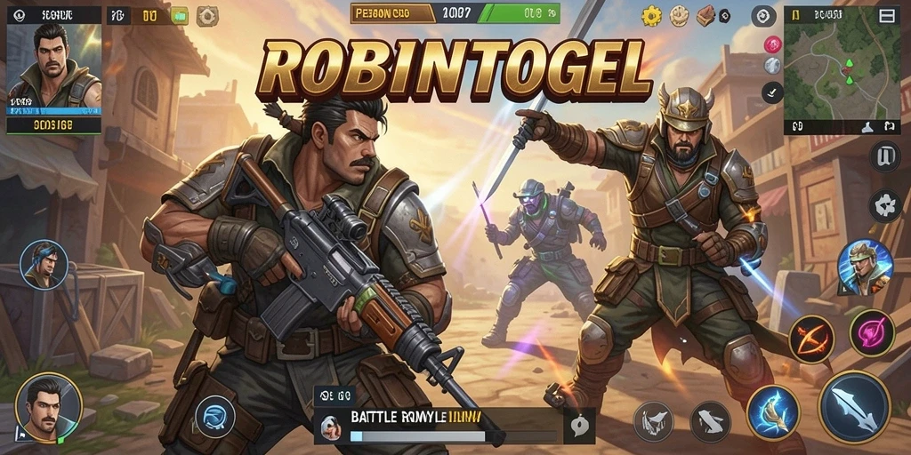 Gambaran mendebarkan gameplay ROBINTOGEL dalam Battle Royale.