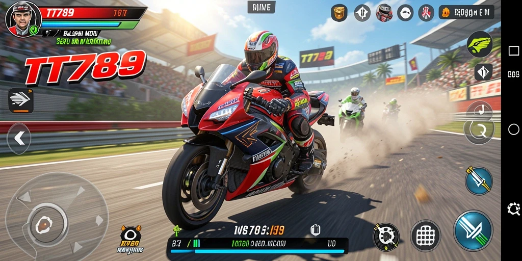 Gameplay seru balapan motor di aplikasi TT789.
