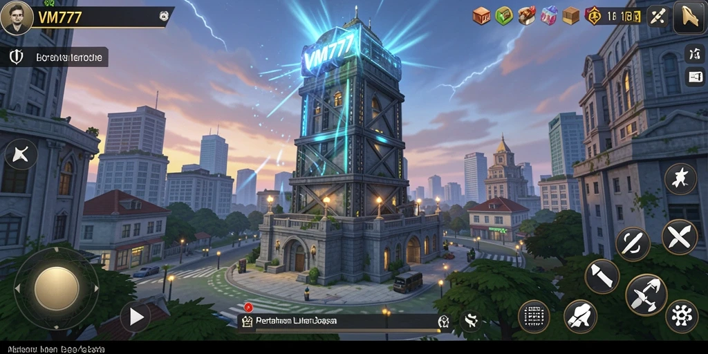 Tampilan gameplay VM777 yang menegangkan dengan strategi menara yang intens.